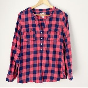 Old Navy Red & Blue Plaid Top Sz Medium